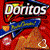 Pixelated static image of a Doritos snack package with bold text and colorful branding elements on a red background.