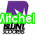 Four purple and white stylized 'M' icons with text overlays in green, cyan, green, and red over black-and-white pixelated patterns.