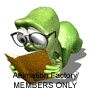Green cartoon character with glasses reading a brown book, repeated in a with text overlay