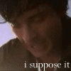 Animated sequence showing two men in outdoor setting with text overlay reading 'i suppose it is the price of falling...in love.'