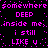 Pixelated text in bright pink on black background repeats phrases with scattered dots, forming a wordwall of lyrics.
