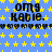 Blue background with yellow stars, repeated text "omg Katie." in black pixelated font across three