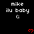 Black background with repeated white text 'mike ilu baby :(' and red pixel hearts, some of which animate to a different heart shape.