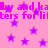 Pink background with purple stars and repeating text 'by and kaby and ka ters for liters for lit' in pink font.