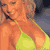 Static 50x50 pixel buddy icon showing a woman in a yellow bikini top against a dark background with visible pixelation and color blending.
