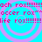 Pixelated text repeats across a cyan background with purple spiral patterns, displaying variations of 'rox' in pink and red characters.