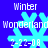 Blue background with four identical pixelated snowflakes arranged in a , each overlaid with text reading "Winter Wonderland" and date "2-22-08"