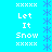 Pixelated blue background with white text "Let It Snow" and decorative snowflakes in vertical