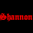 Red pixelated text "Shannon" repeated twice in a horizontal line on black background, with visible animation frame differences across four sampled frames.