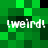 Pixelated green and black with four instances of the text '!weird!' in white, arranged in two of two