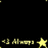 Yellow pixelated text and a star on a black background, with partial text visible on the left side.