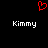 Red pixelated heart symbol above two white 'Kimmy' text labels on black background.