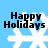 Four identical pixelated snowflakes on a light blue background with 'Happy Holidays' text above each.