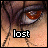 A 4x3 contact sheet of an animated AIM buddy icon showing a close-up of eyes with text changing across frames from 'lost' to 'never found'.