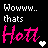 A 48x48 pixel animated contact sheet showing two frames of a buddy icon with text and heart symbols on black background.