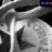 Pixelated grayscale image of a stylized figure with a large head and dark hair, partially obscured by a bright vertical line on the left side.