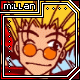 Pixel art avatar of a character with spiky yellow hair, orange round glasses, and a neutral expression, framed by a red and yellow border with 'm!llan' text.