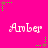 A static image with a bright pink background featuring repeated text "Amber" in white pixelated font, surrounded by green and brown star-shaped pixel clusters.