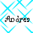 Four identical display the name 'Andres' in black serif font over a light blue diamond-patterned background
