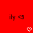 Red background with repeated 'ily <3' text and white pixelated hearts arranged in a pattern