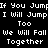 Static pixel art displays repeated white text on black background with mirrored phrases and spacing variations.