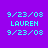 Pixelated cyan text on purple and black backgrounds displays date and name in four