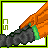 Pixel art contact sheet of a cartoon character in orange and green attire with multiple text frames showing slang phrases.