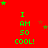 Red background with green text reading 'I AM SO COOL!' repeated in a , surrounded by scattered green and brown stars