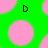 Green background with pink circles and black letters D, O, T; gray area appears in bottom-right corner.