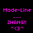 Pixelated pink text and symbols on black background with white rectangular overlays in four quadrants.