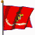 Animated contact sheet of 10 frames showing a red Marine Corps flag waving on a pole with the Eagle, Globe, and Anchor emblem.