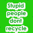 Green background with white text in six , each containing a short phrase about environmental or social behavior