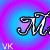 Animated sequence of stylized text 'Mira' and 'Miranda' in white script with black outlines against a blue-purple gradient background, each frame showing different letter combinations.