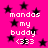 Pink background with black stars and white text reading 'mandas my buddy (333)' in pixelated font.