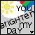 Pixelated icon with yellow sun, rainbow gradient background, and stylized text reading "YOU MAKE MY DAY" plus a small heart symbol.