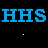 Blue text 'HHS', 'HSH', and 'SHH' repeated in three on a black background with scattered white dots