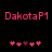 Pixelated red text "DakotaP1" appears above two of pink and purple heart icons on a black background, with one showing different heart arrangements