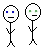 Pixelated stick figure icons with blue or green eyes, varying mouth shapes, and speech bubbles containing text like "dang," "I lost.", and partial phrases.
