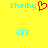 Yellow background with cyan text 'Shelby' and red heart symbol on left, cyan '(33' symbols on bottom; right side shows 'Shelby' text only.