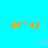 Two orange 'ashley' text icons with pink pixel hearts on a cyan background, one with a slight color glitch effect.