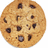 A pixelated chocolate chip cookie image with green text on a green background.