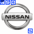 Silver Nissan logo with circular ring and horizontal bar, displayed in a of showing minor pixel variations