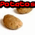 Animated sequence of potatoes with red pixelated text reading 'Potatos will rule the Earth!'