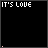 Animated contact sheet of a pixel art icon showing "IT'S LOVE" text with evolving particle effects and color changes across 25 sampled frames.
