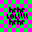 Pixelated text on a green and pink checkered background with subtle lines visible in some frames