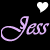 Pixelated text 'Jas Jas' in lavender script with white and purple hearts above on black background, static image.