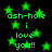 Green pixelated stars and text on a black background, with repeated phrases and star shapes.