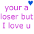 Pixelated text and heart icon in purple and blue on white background, displayed as a contact sheet with two identical frames side-by-side.