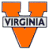 A static icon features a large orange 'V' shape with a horizontal bar containing the text "MIRGINIA" in dark blue letters on a light background.