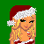 Pixel art contact sheet of a Christmas-themed animated icon featuring a blonde woman in Santa attire with candy cane patterns, showing multiple frames including full-body, torso-only, and head shots against green background with text elements.